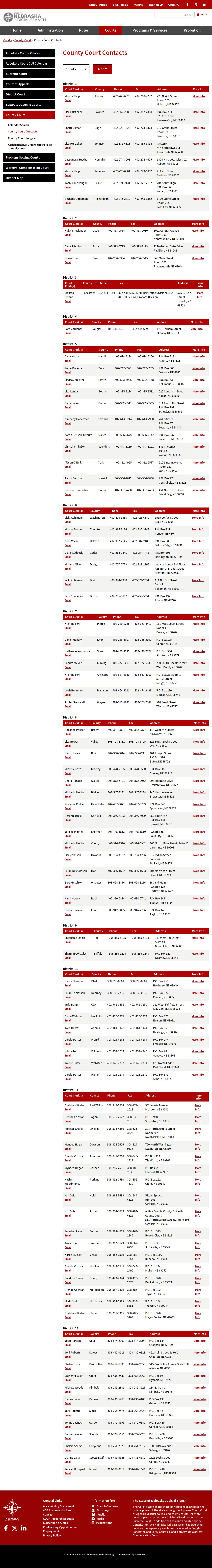 Thayer civil docket County Court contact listing