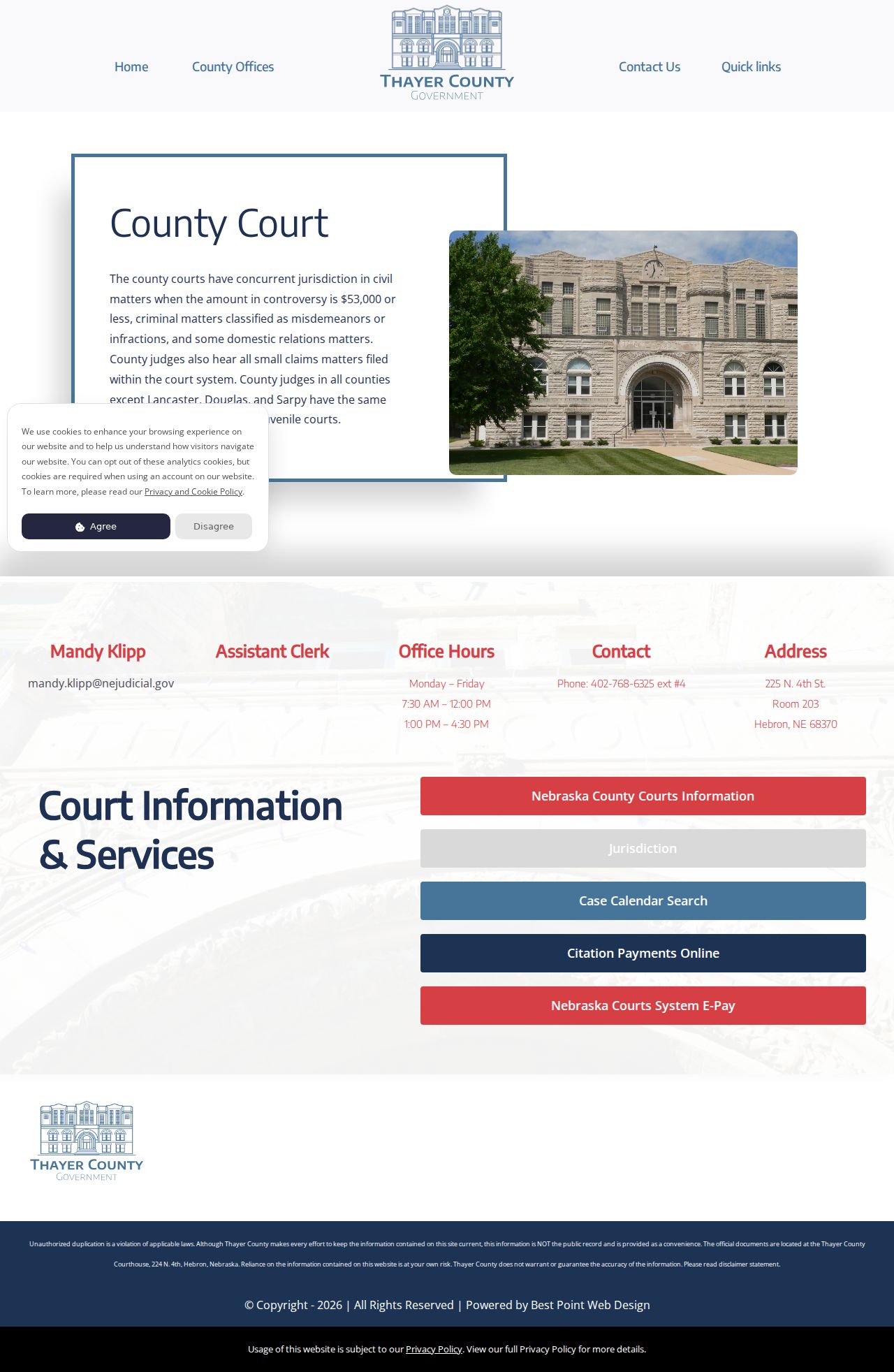 Hebron court docket source showing Thayer County Court information