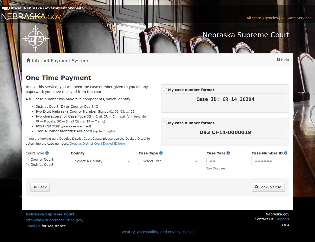 Thayer traffic court records ePayments case lookup fields