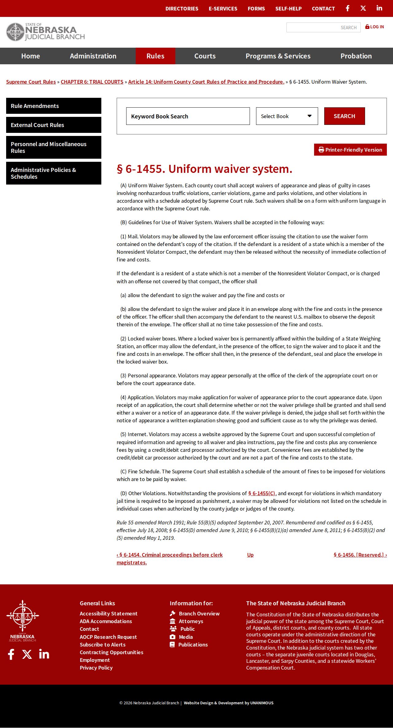 Thayer traffic court records uniform waiver rule